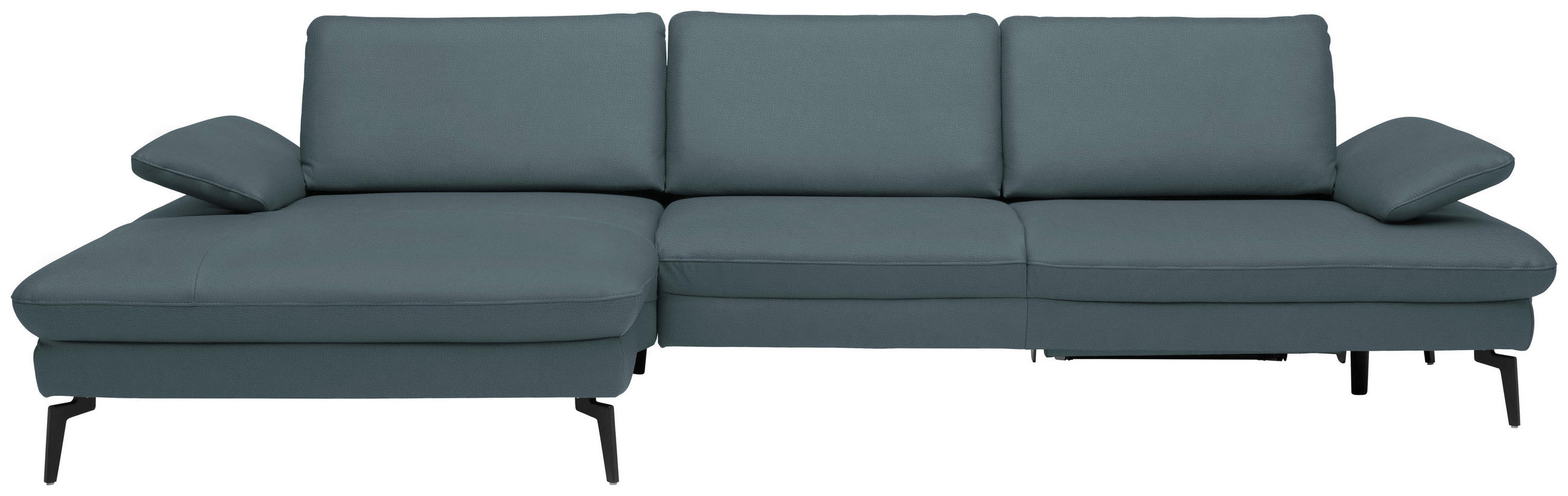 ECKSOFA in Echtleder Grau  157/325 cm  - Schwarz/Grau, Design, Leder/Metall (157/325cm) - Dieter Knoll