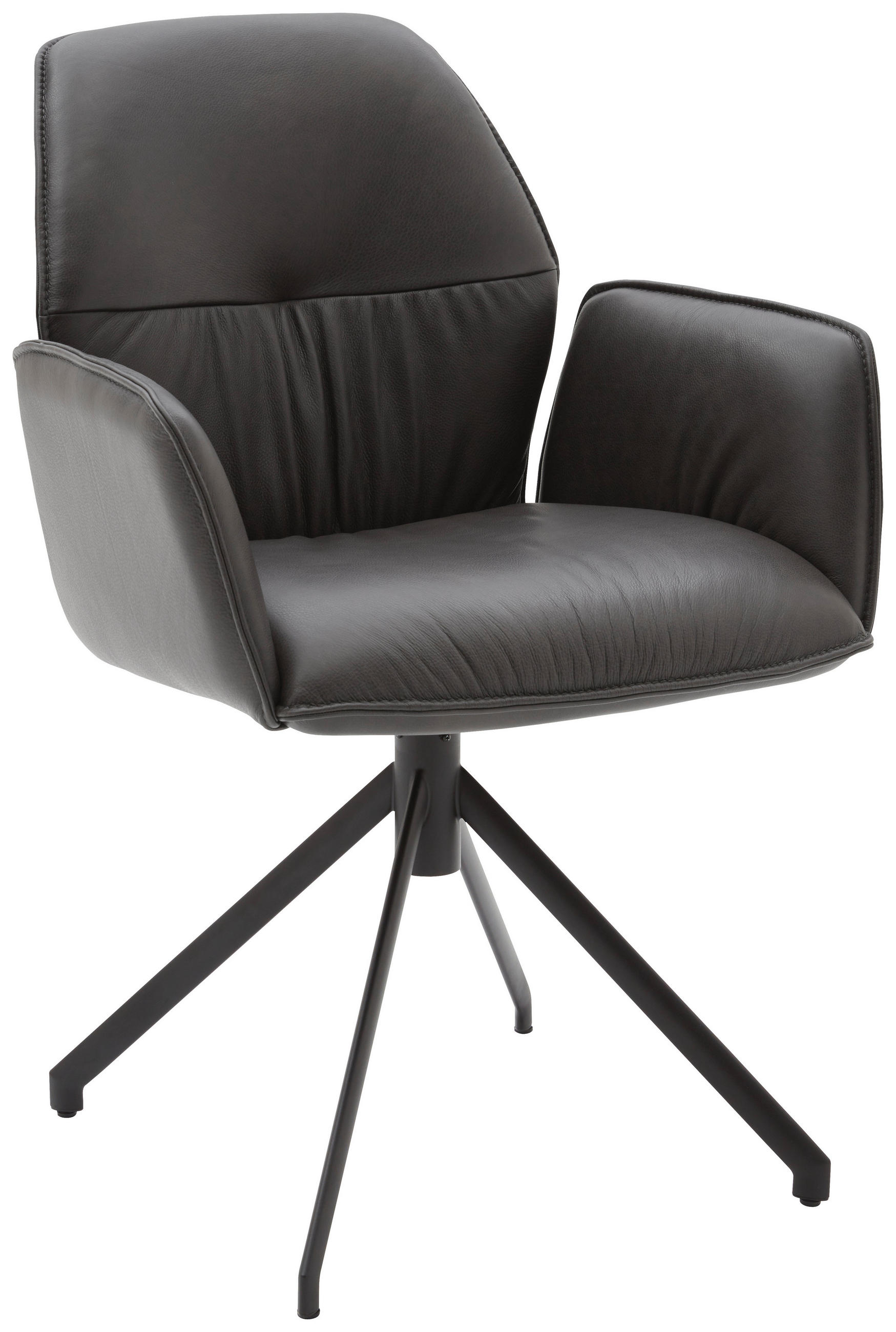 ARMLEHNSTUHL  in Echtleder pigmentiert  - Graphitfarben/Schwarz, Design, Leder (66/89/66cm) - Dieter Knoll