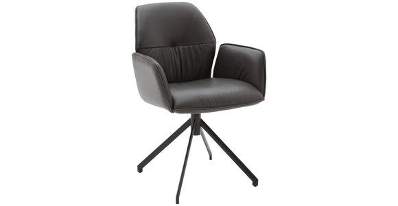 ARMLEHNSTUHL  Lederauswahl, Stoffauswahl  Echtleder  - Schwarz/Graphitfarben, Design, Leder (66/89/66cm) - Dieter Knoll