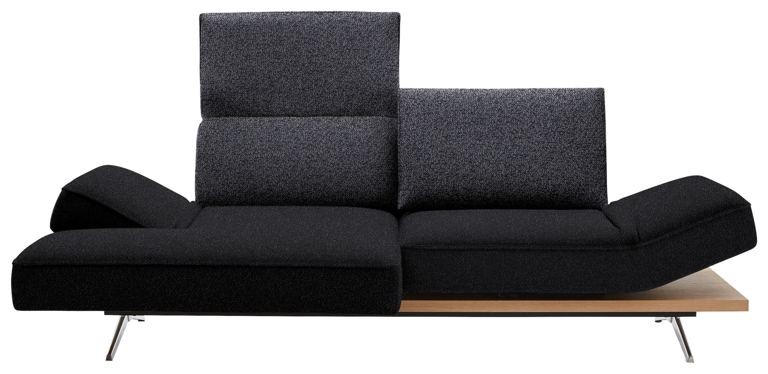 ECKSOFA  in Flachgewebe Schwarz  132/240 cm  - Chromfarben/Schwarz, Design, Holz/Textil (132/240cm) - Koinor