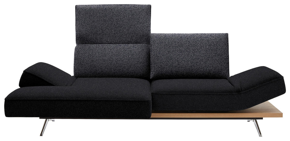 ECKSOFA  in Flachgewebe Schwarz  132/240 cm  - Chromfarben/Schwarz, Design, Holz/Textil (132/240cm) - Koinor