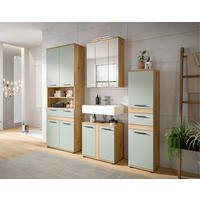 BADEZIMMER 5-teilig  in 145 cm  - Salbeigrün/Schwarz, Trend, Glas/Holzwerkstoff (145cm) - MID.YOU