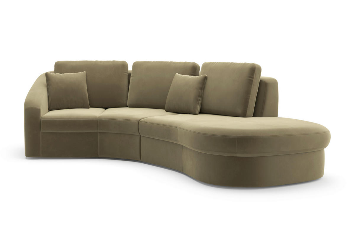 ECKSOFA in Samt Olivgrün  - Schwarz/Olivgrün, Modern, Kunststoff/Textil (266/230cm) - Sit & More
