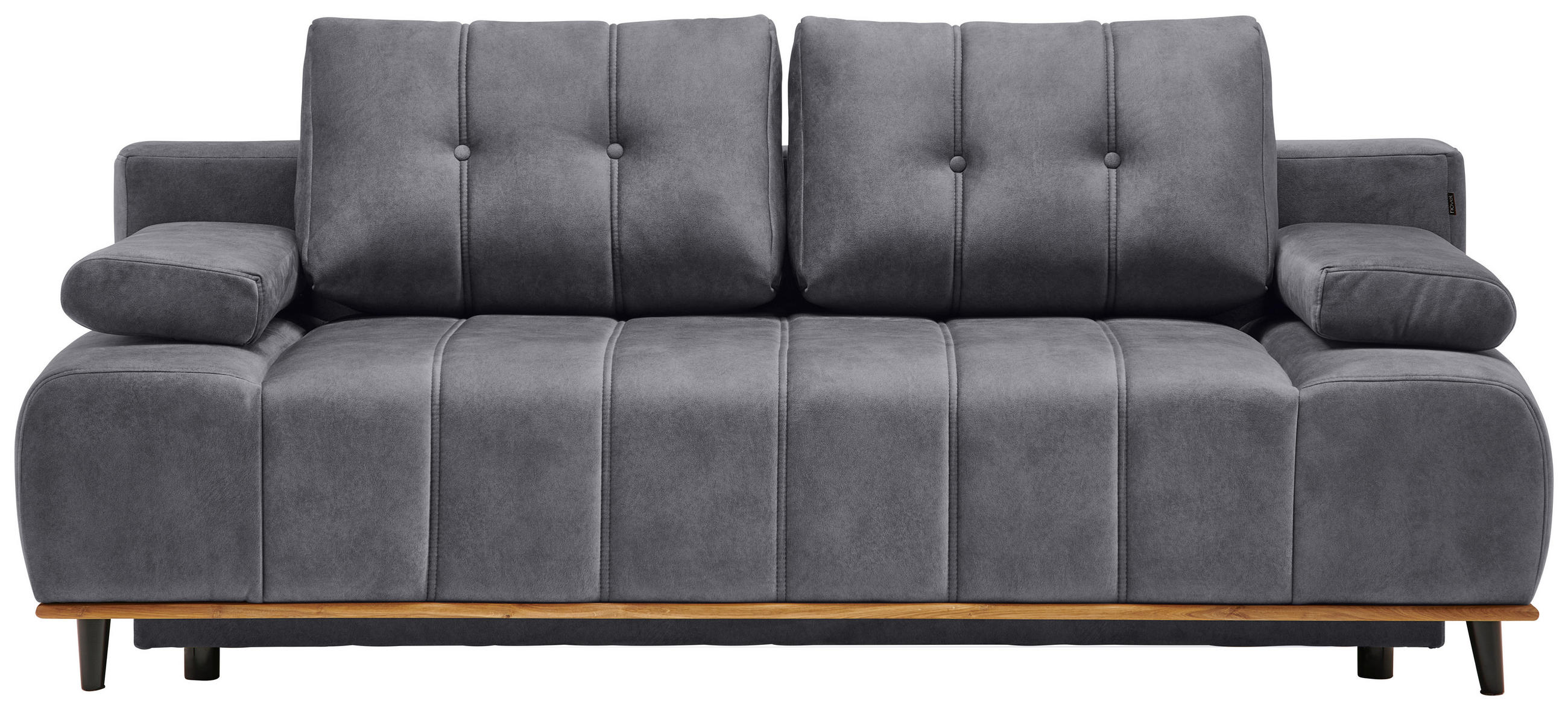 SCHLAFSOFA Clive  mit Stoffauswahl, Rücken echt Webstoff Grau  - Schwarz/Grau, Design, Holz/Textil (206/77-87/102cm) - Novel
