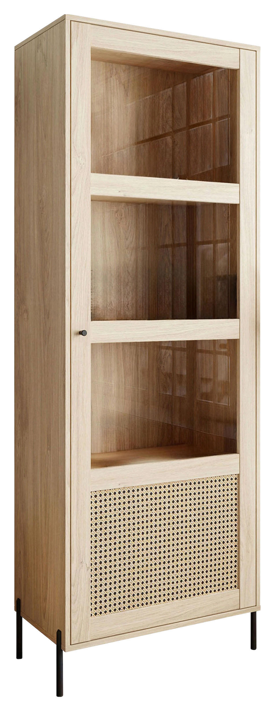 VITRINE in Eichefarben  - Eichefarben/Schwarz, Design, Glas/Holzwerkstoff (72/207/40cm) - MID.YOU