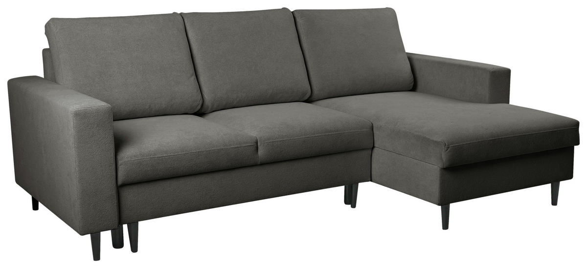 ECKSOFA in Struktur Dunkelbraun  - Dunkelbraun/Schwarz, Modern, Holz/Kunststoff (230/145cm) - MID.YOU