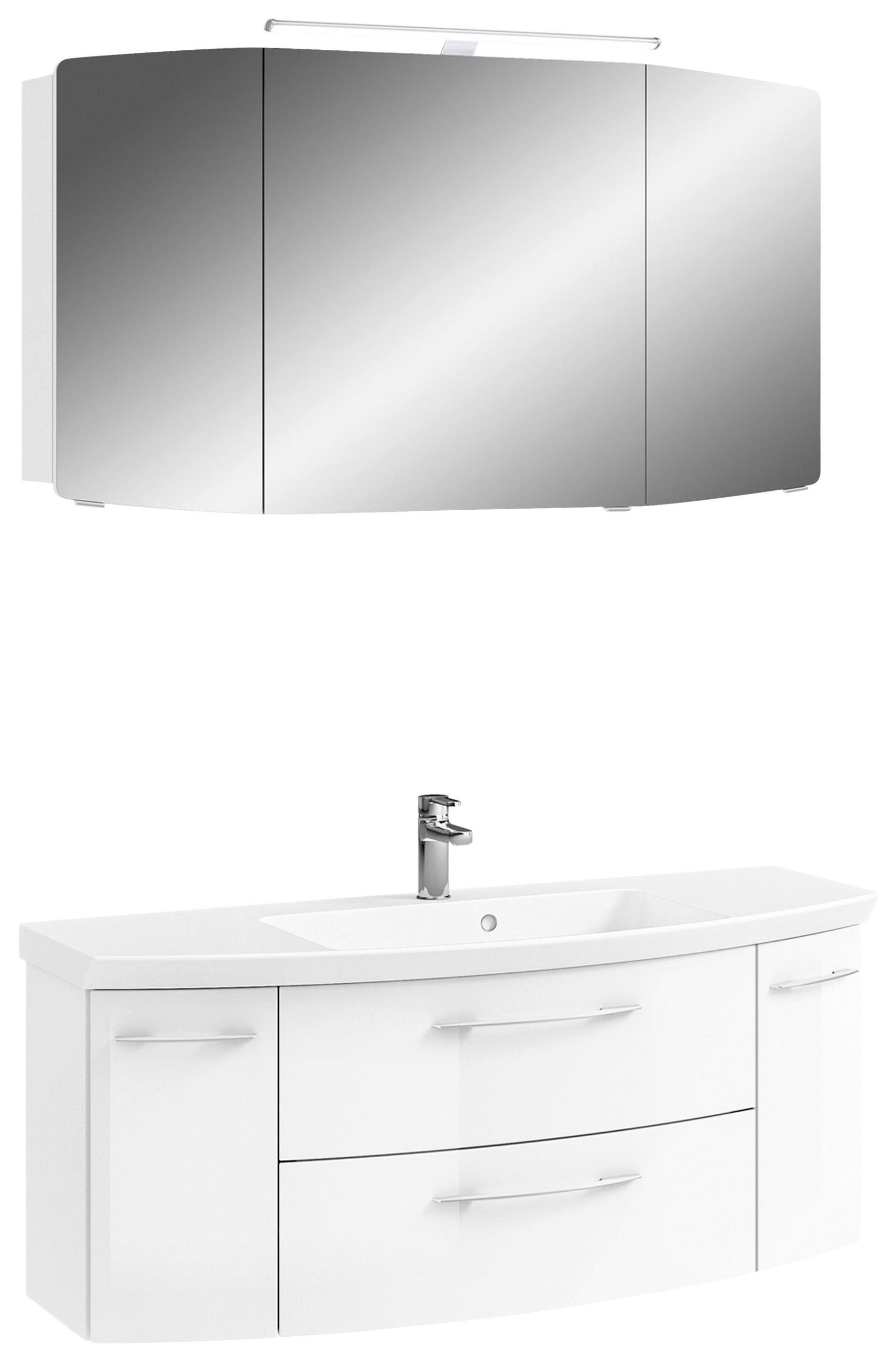 BADEZIMMER 3-teilig  in 121 cm  - Chromfarben/Weiß Hochglanz, KONVENTIONELL, Glas/Holzwerkstoff (121cm) - Pelipal