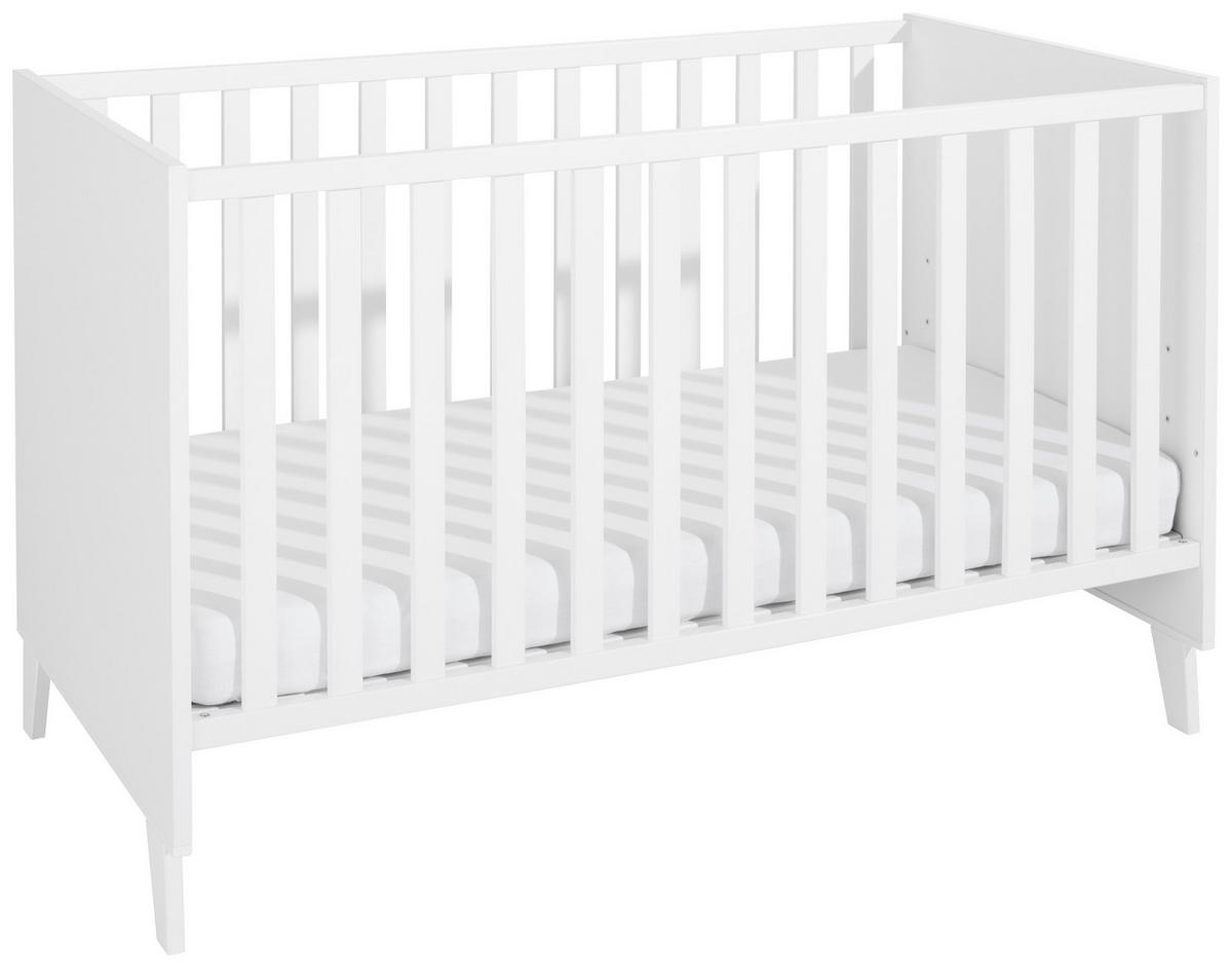 RÁCSOS KISÁGY Michi  - fehér, Trend, faalapú anyag/fa (143,4/78,9/76,6cm) - My Baby Lou