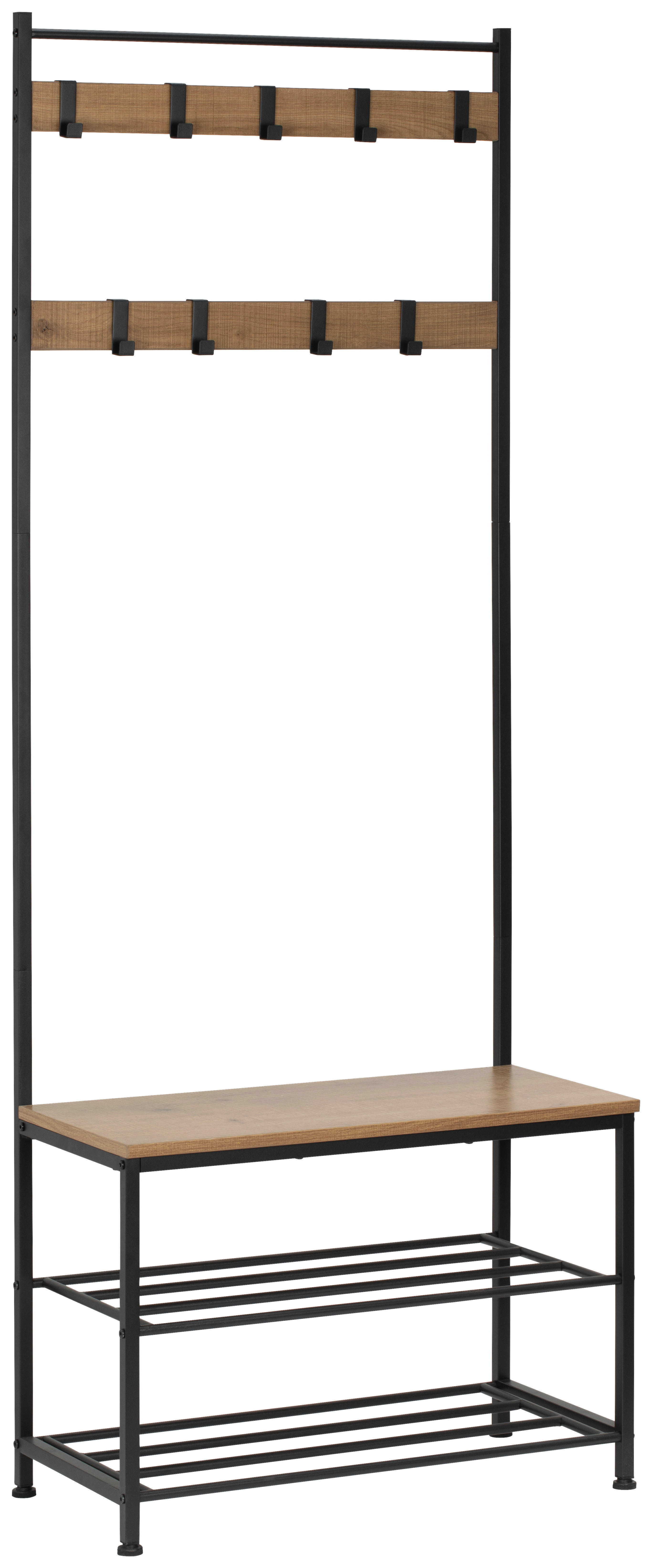 PREDSOBA naravne barve, črna - črna/naravne barve, Moderno, kovina/leseni material (70/175/33cm) - PBJ
