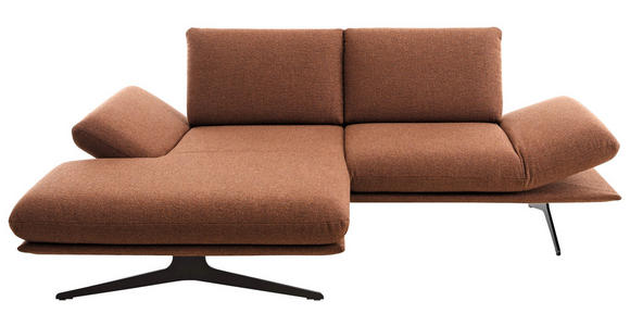ECKSOFA  in Flachgewebe Cognac  155/234 cm  - Cognac/Schwarz, Design, Textil/Metall (155/234cm) - Dieter Knoll