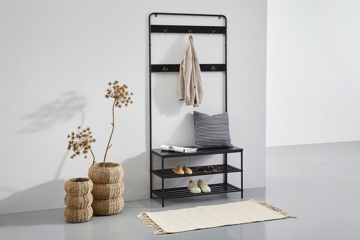 GARDEROBE 2-teilig  in 90/173/37 cm  - Schwarz, Trend, Holzwerkstoff/Metall (90/173/37cm) - Carryhome