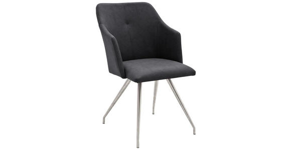 STUHL Lederlook Anthrazit, Edelstahlfarben - Edelstahlfarben/Anthrazit, Design, Textil/Metall (54/88/62cm) - Novel