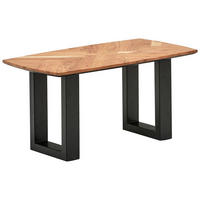 COUCHTISCH Akazie Hartholz oval Schwarz, Akaziefarben  - Schwarz/Akaziefarben, Natur, Holz/Metall (90/50/45cm) - Livetastic