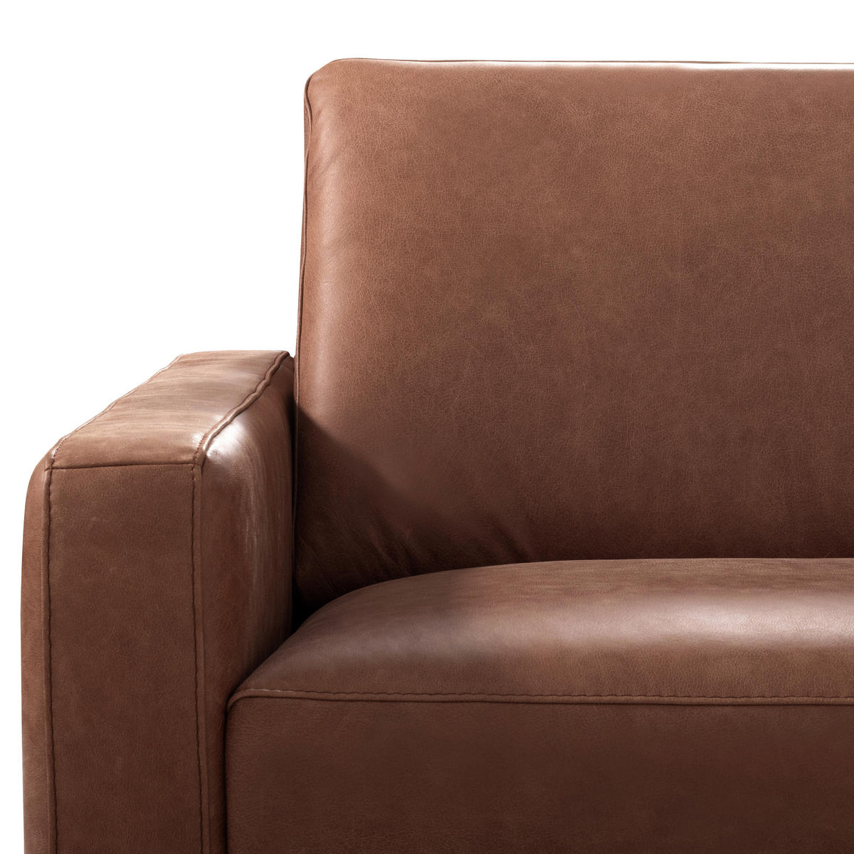 Canapea Cu 2 Locuri, piele, maro închis - maro închis/negru cromat, Design, metal/piele (157/85/92cm) - Livetastic