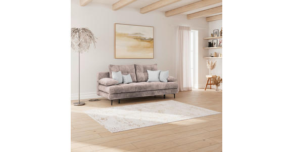 SCHLAFSOFA  mit Liegefunktion, Schlafen auf Sitzhöhe, Rücken echt Chenille Rosa  - Schwarz/Rosa, KONVENTIONELL, Textil/Metall (203/94/96cm) - Carryhome