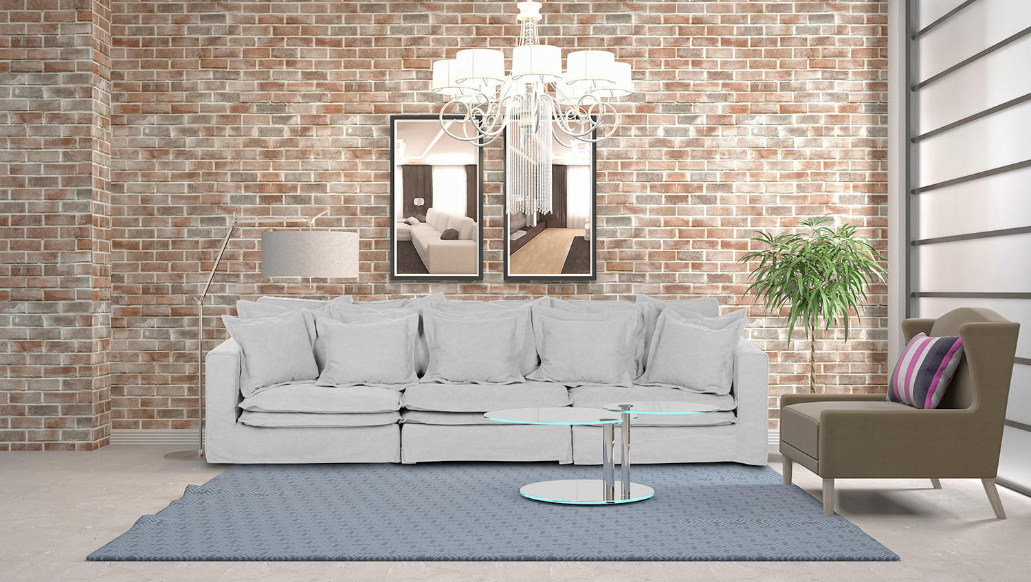 BIGSOFA Webstoff Hellgrau  - Hellgrau/Schwarz, Design, Kunststoff/Textil (338/90/119cm) - P & B