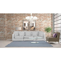 BIGSOFA Webstoff Hellgrau  - Hellgrau/Schwarz, Design, Kunststoff/Textil (338/90/119cm) - P & B