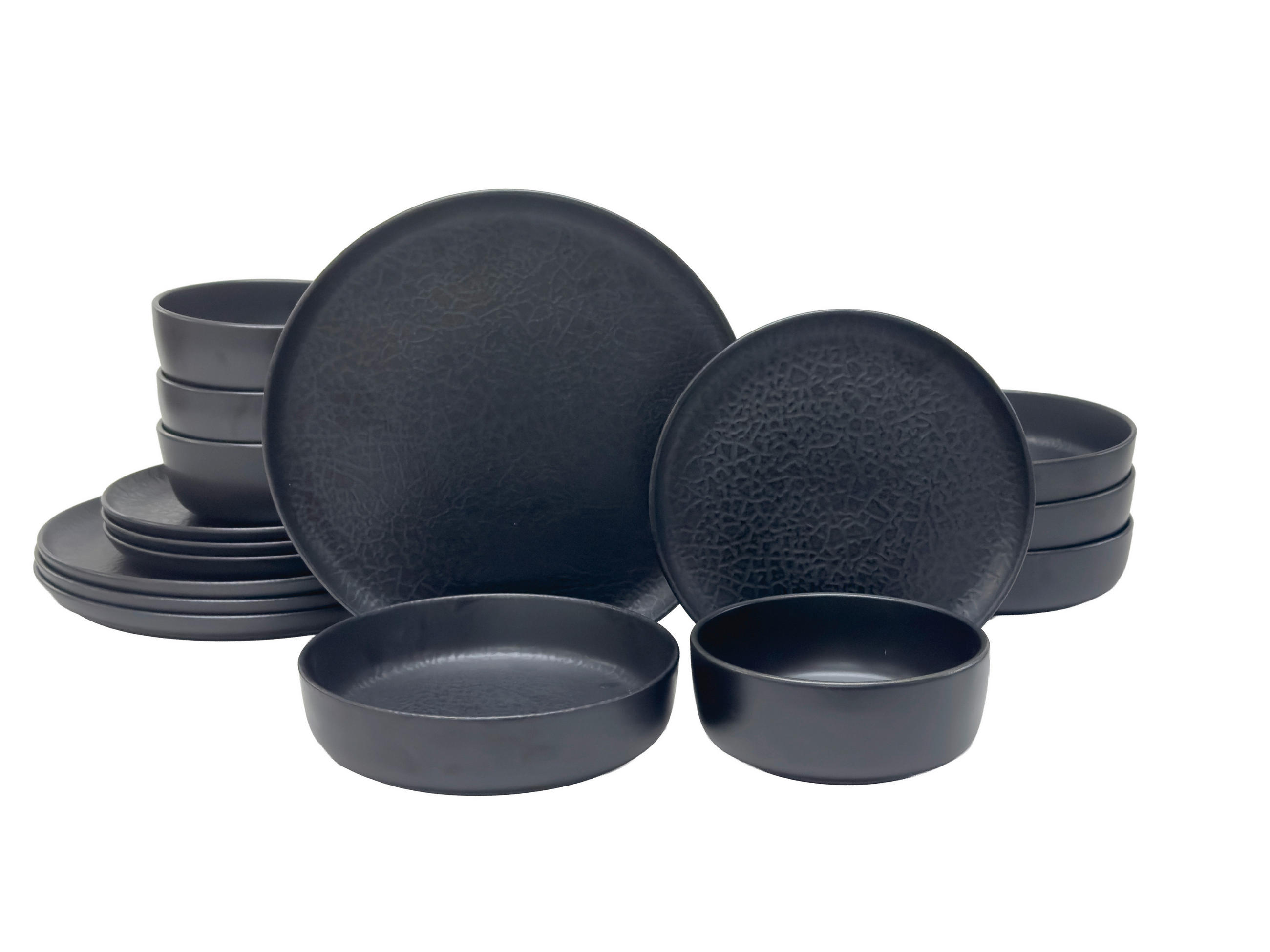 KOMBISERVICE Schwarz Mika black 16-teilig 4 Personen  - Schwarz, Trend, Keramik - Novel