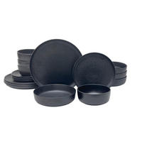 KOMBISERVICE Schwarz Mika black 16-teilig 4 Personen  - Schwarz, Trend, Keramik - Novel
