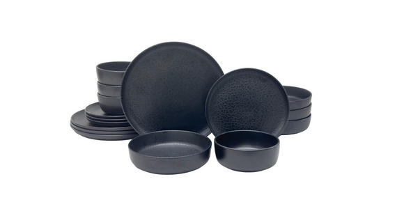 KOMBISERVICE Mika black 16-teilig  - Schwarz, Trend, Keramik - Novel
