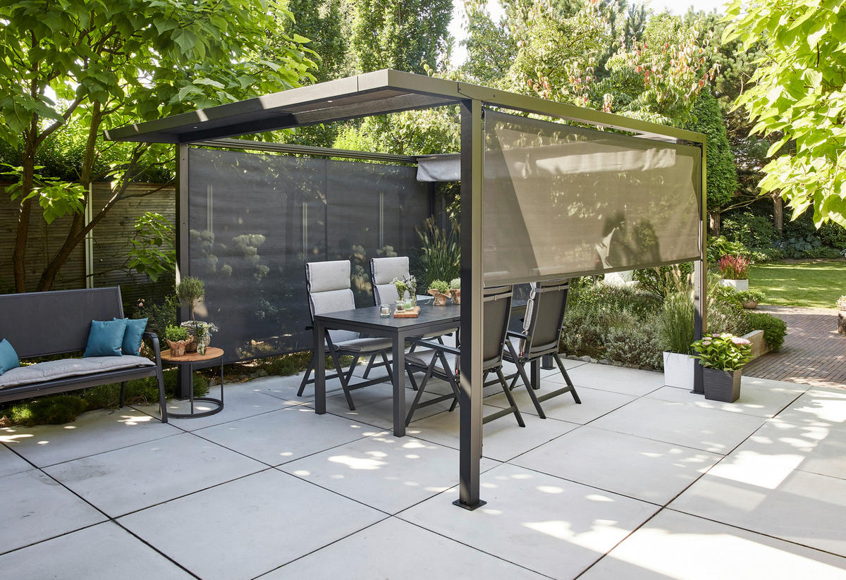 PAVILLON-ROLLO mit Seilzug 300/210/0,5 cm  - Anthrazit, Basics, Textil/Metall (300/210/0,5cm) - Siena Garden
