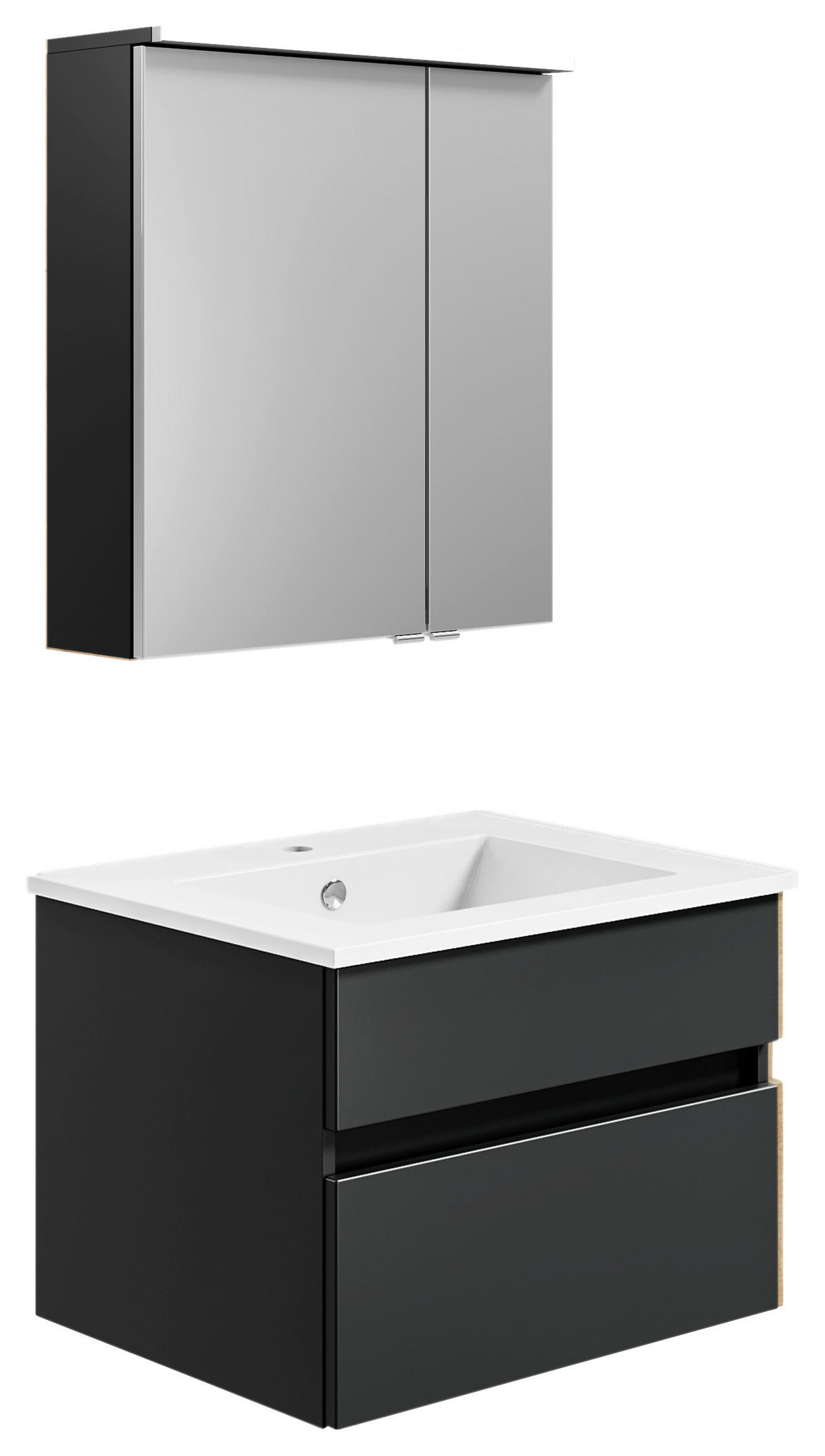 BADEZIMMER  in 62 cm  - Dunkelgrau/Anthrazit, KONVENTIONELL, Holzwerkstoff (62cm) - Puris