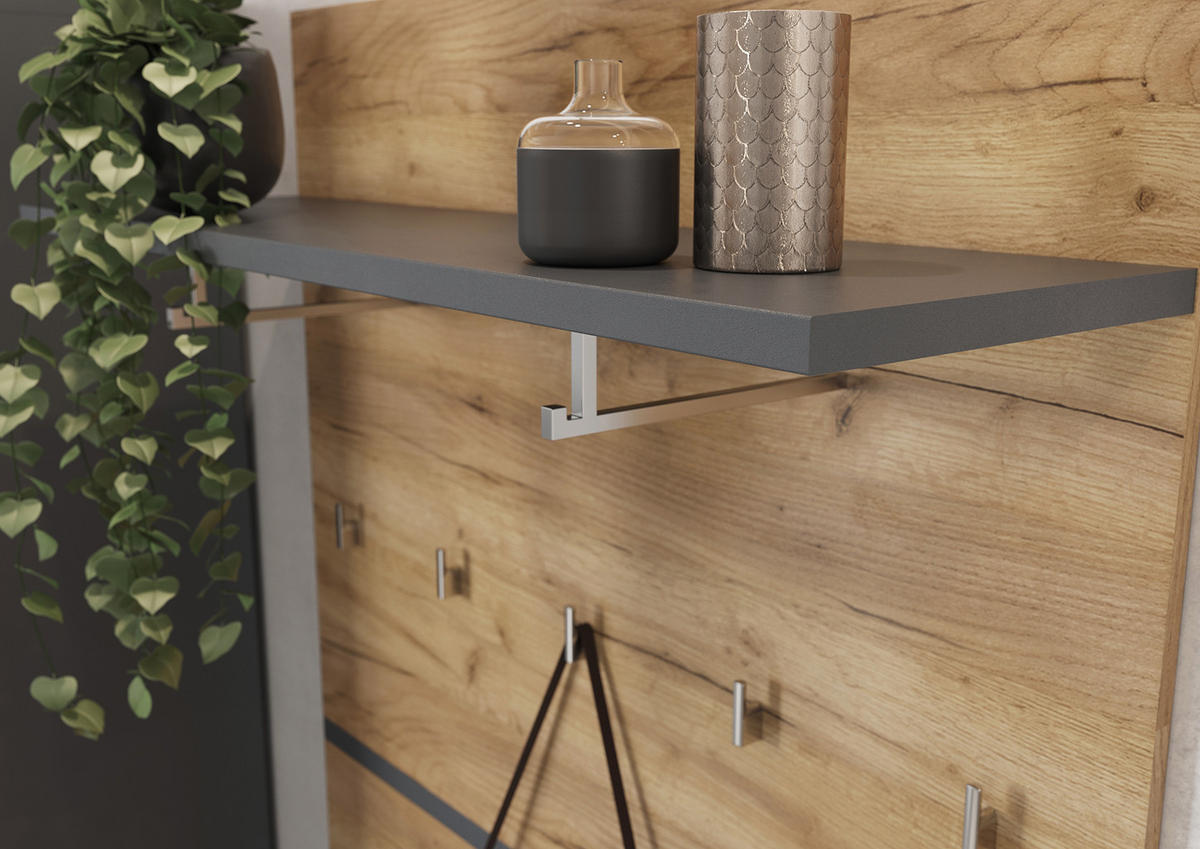 GARDEROBE 5-teilig  in 276/200/40 cm  - Eichefarben/Anthrazit, Design, Holzwerkstoff (276/200/40cm)