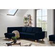 ECKSOFA in Flachgewebe Blau  - Blau/Eichefarben, Design, Holz/Textil (185/253cm) - Cantus