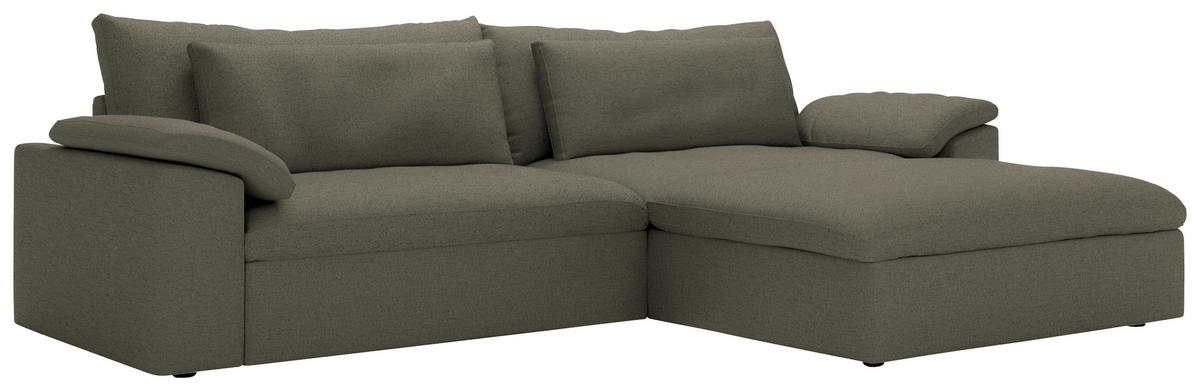 ECKSOFA Flachgewebe Grau  - Schwarz/Grau, Modern, Kunststoff/Textil (306/198cm) - Carryhome