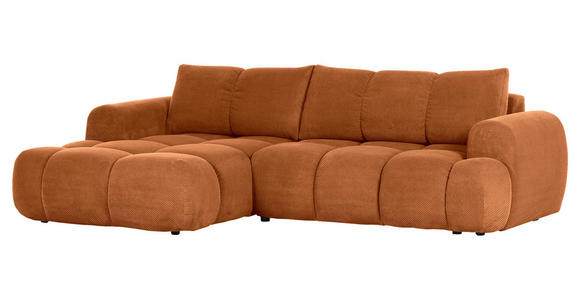 ECKSOFA in Flachgewebe Rostfarben - Rostfarben/Schwarz, KONVENTIONELL, Kunststoff/Textil (174/274cm) - Carryhome