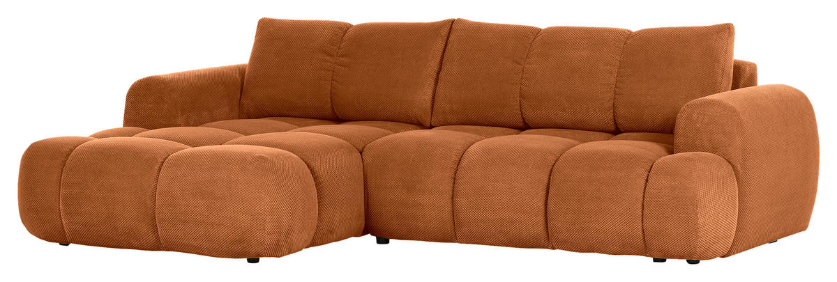 ECKSOFA in Flachgewebe Rostfarben  - Rostfarben/Schwarz, Konventionell, Kunststoff/Textil (174/274cm) - Carryhome