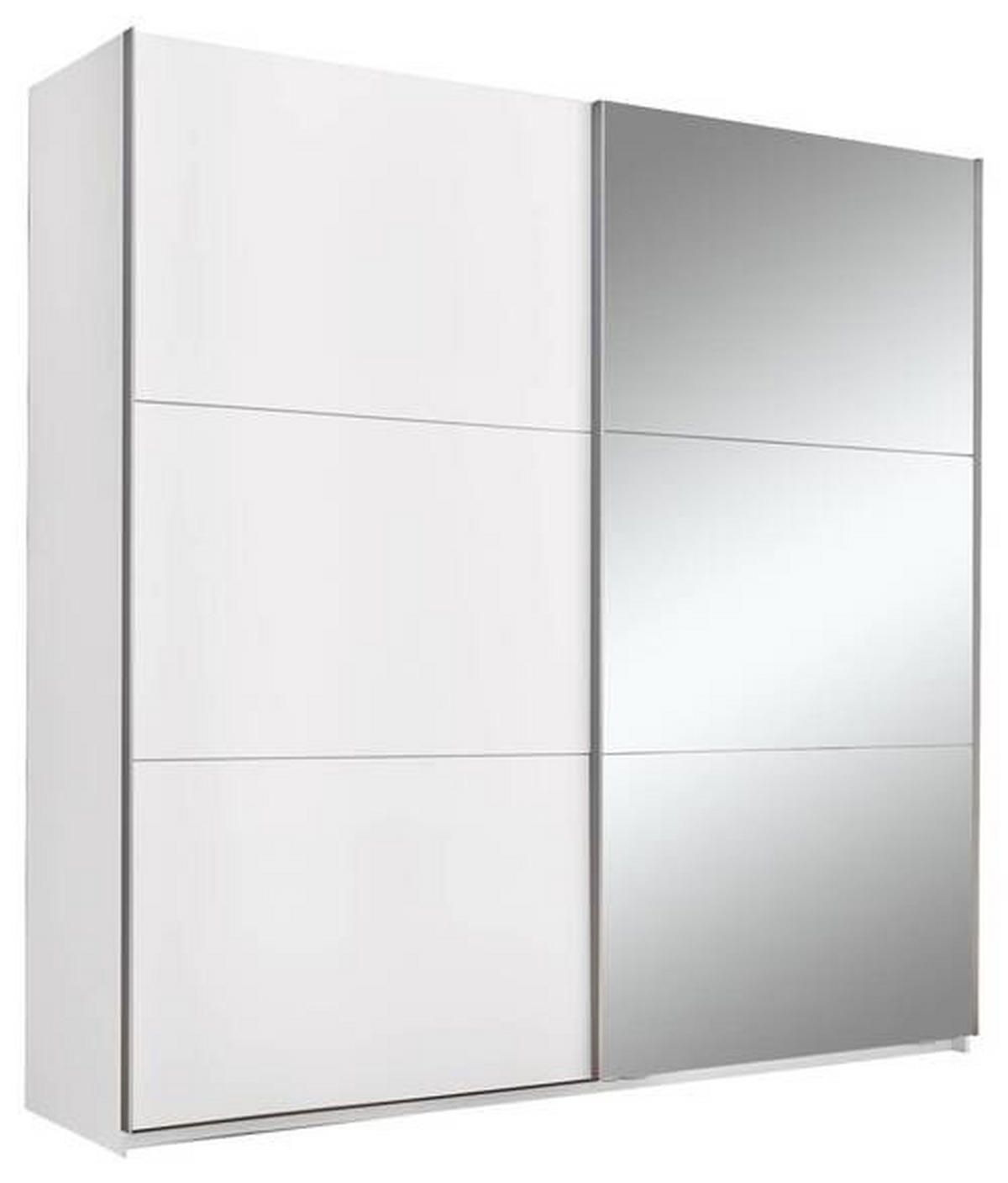 SCHWEBETÜRENSCHRANK in Weiss  - Weiss/Alufarben, Modern, Holzwerkstoff/Metall (208,2/205/57,4cm) - MID.YOU