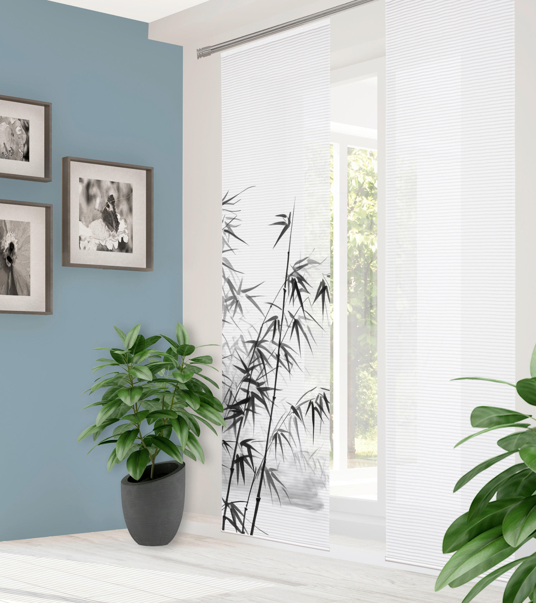 FLÄCHENVORHANG   blickdicht  60/245 cm   - Grau Hochglanz/Weiß, Natur, Textil (60/245cm)