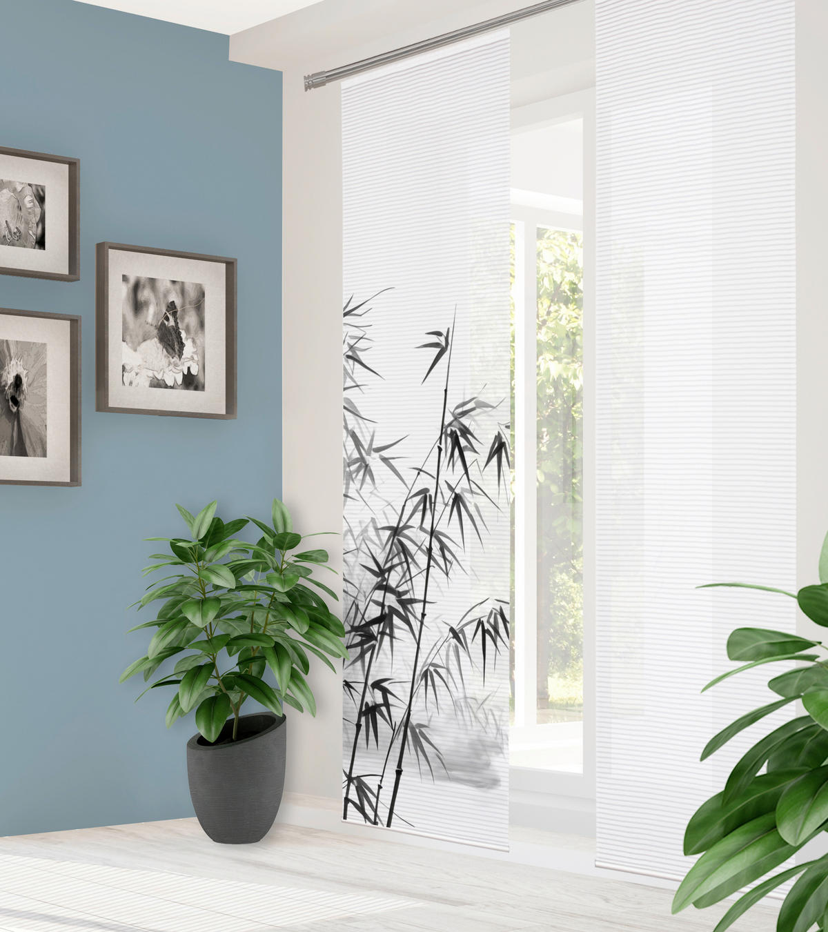 FLÄCHENVORHANG   blickdicht  60/245 cm   - Grau Hochglanz/Weiß, Natur, Textil (60/245cm)
