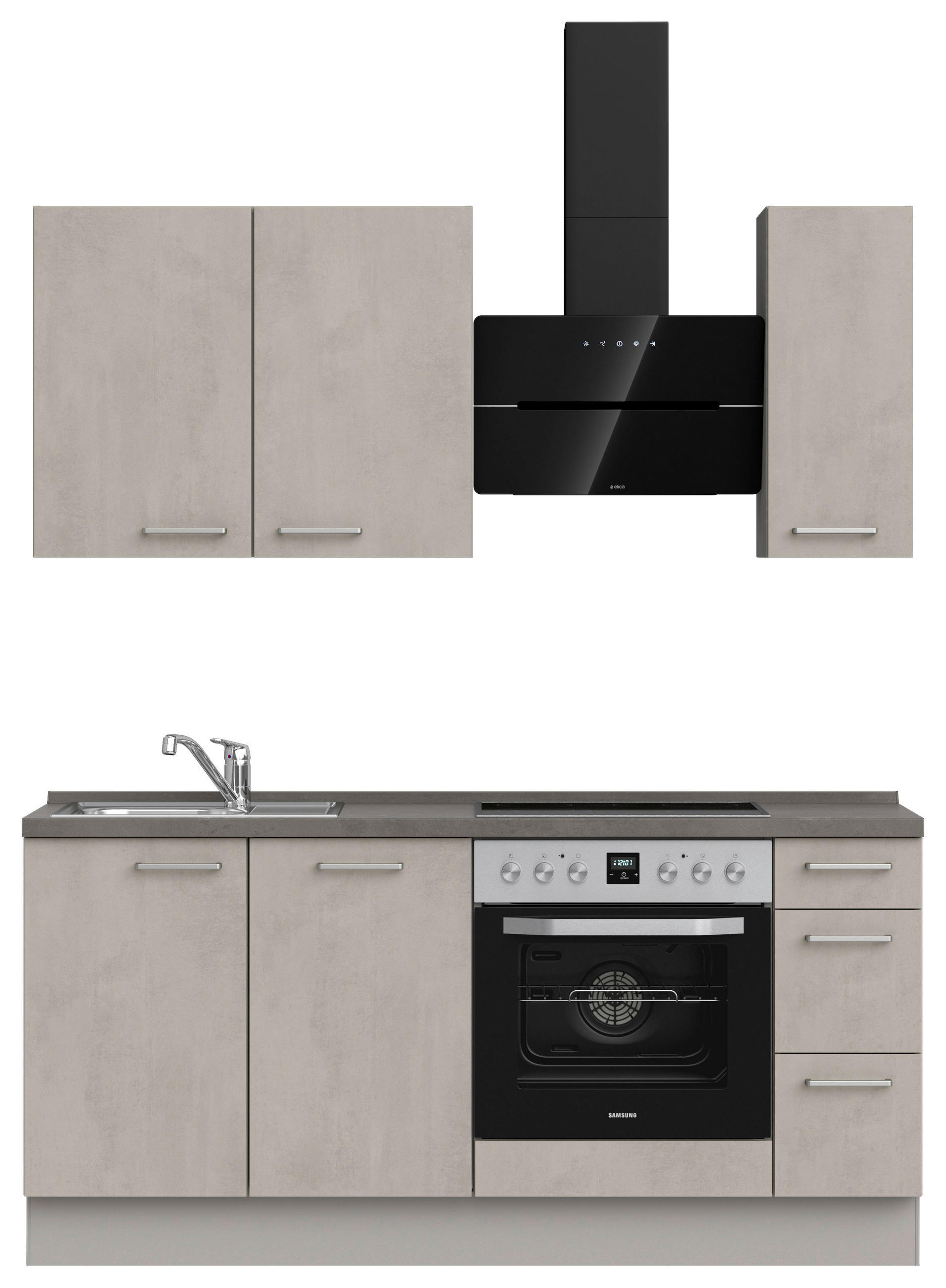 KÜCHENLEERBLOCK 180 cm   in Grau, Schieferfarben, Hellgrau  - Schieferfarben/Edelstahlfarben, MODERN, Holzwerkstoff/Metall (180cm) - Nobilia