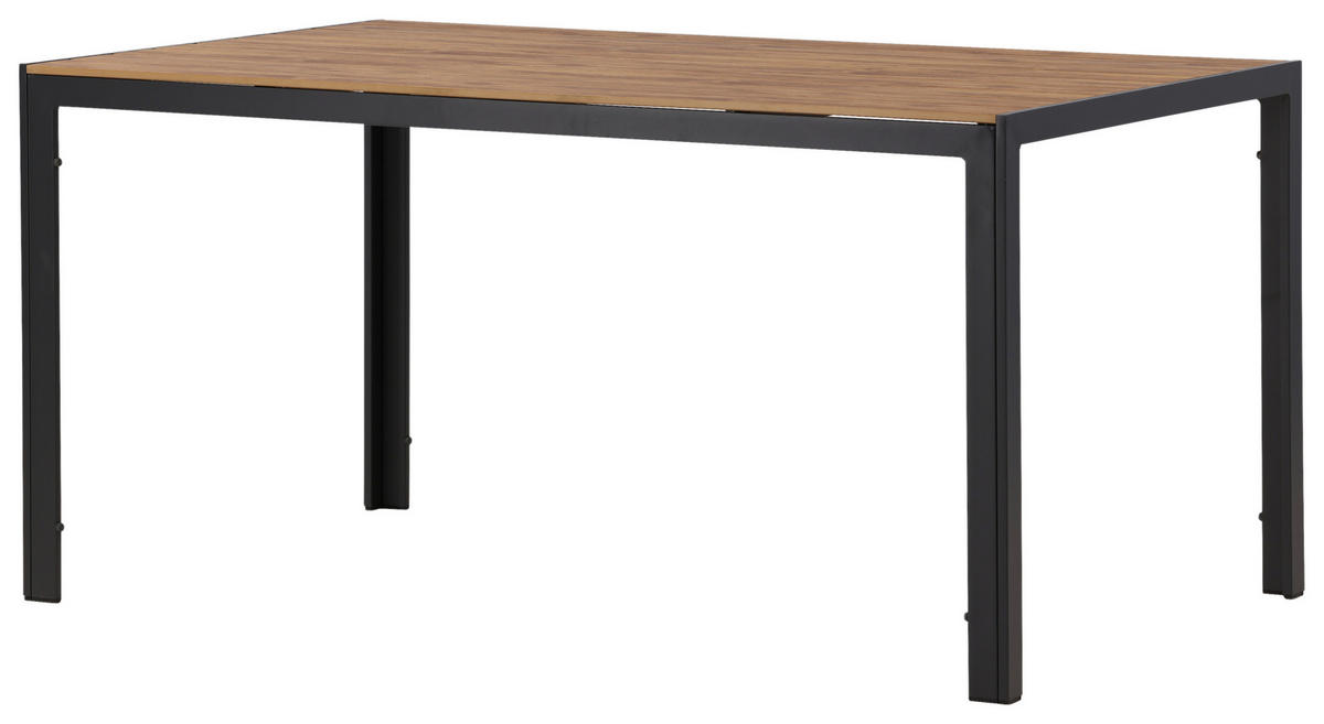 GARTENTISCH 150/90/75 cm Metall, Kunststoff rechteckig  - Schwarz/Naturfarben, KONVENTIONELL, Kunststoff/Metall (150/90/75cm) - Gardenson