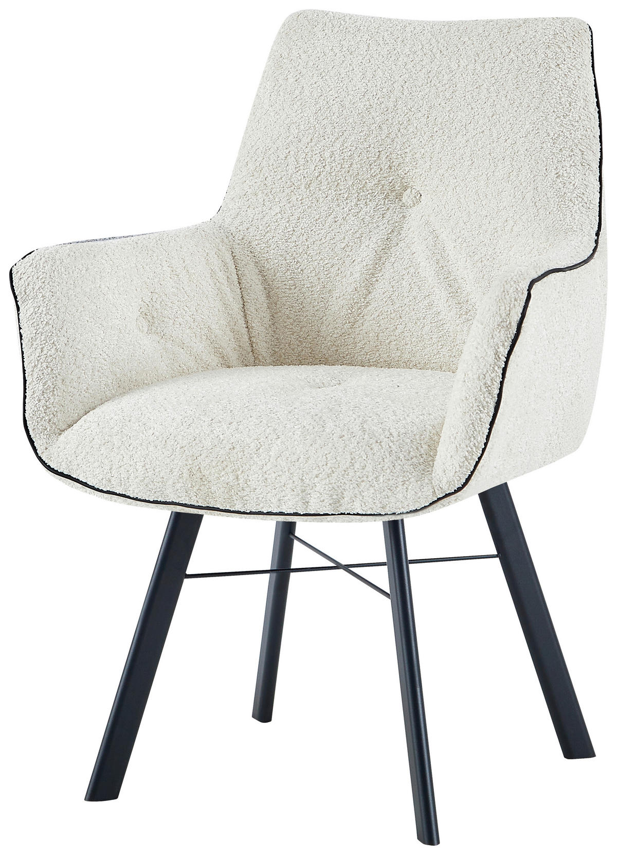ARMLEHNSTUHL  in Eisen  - Creme, Design, Textil/Metall (64/91/61cm) - Kayoom