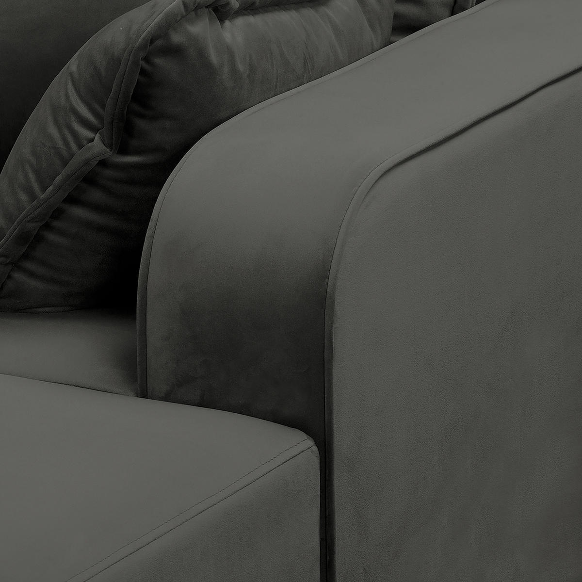 ECKSOFA Mikrofaser Dunkelgrau  - Wengefarben/Dunkelgrau, Design, Holz/Textil (230/150cm) - Livetastic