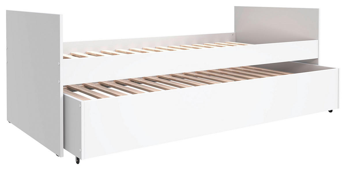 AUSZIEHBETT 90/200 cm,  in Weiß, Bettschublade, Lattenrost für Zusatzbett, Lattenrost für Hauptbett  - Naturfarben/Weiß, MODERN, Holz/Holzwerkstoff (90/200cm) - MID.YOU
