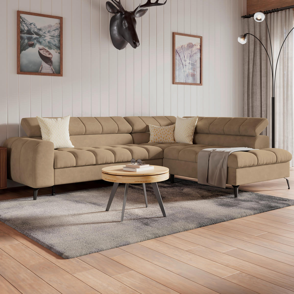 ECKSOFA in Braun  - Schwarz/Braun, Trend, Kunststoff/Textil (261/203cm) - Livetastic