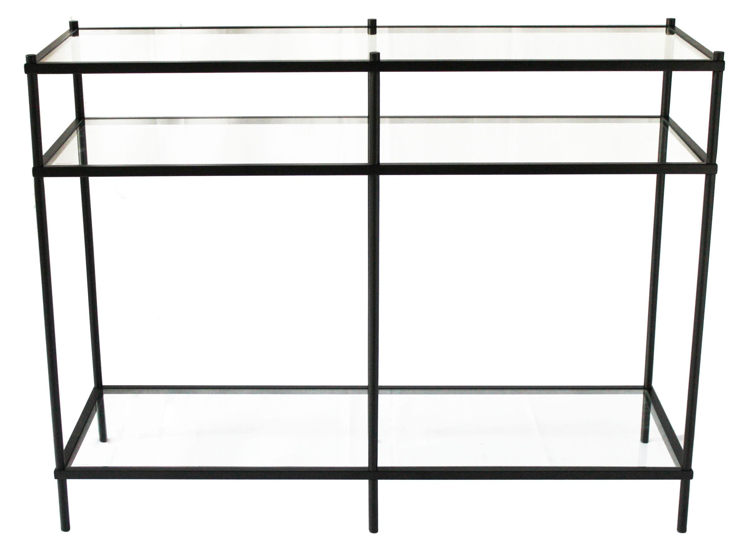 KONSOL i metall, glas   107/81/38 cm  - klar/svart, Modern, metall/glas (107/81/38cm) - Novel