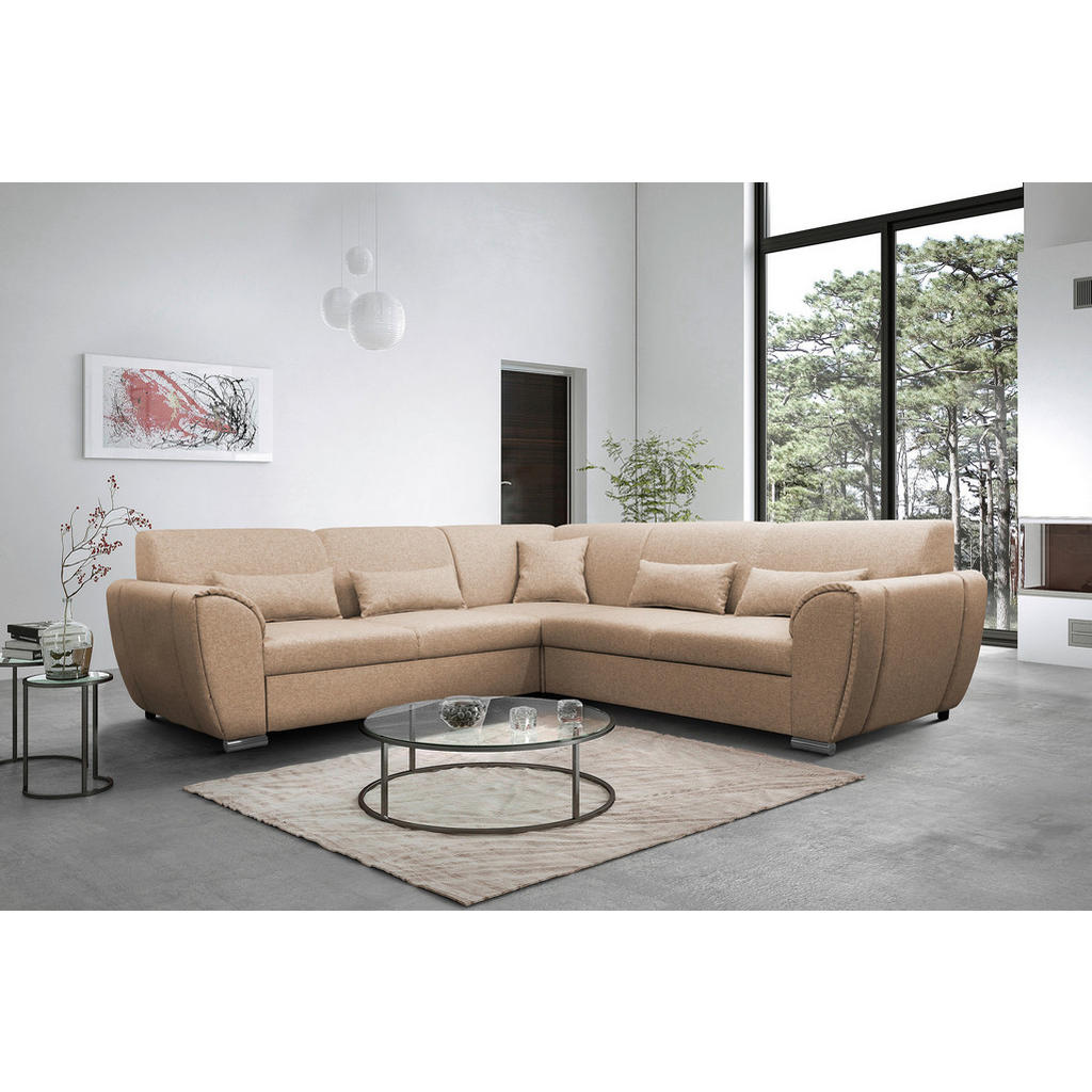 Thumbnail - Livetastic Ecksofa, Beige, Textil, 5-Sitzer, Füllung: Schaumstoff, Ottomane rechts, L-Form, 266x266 cm, Made in EU, Rück...