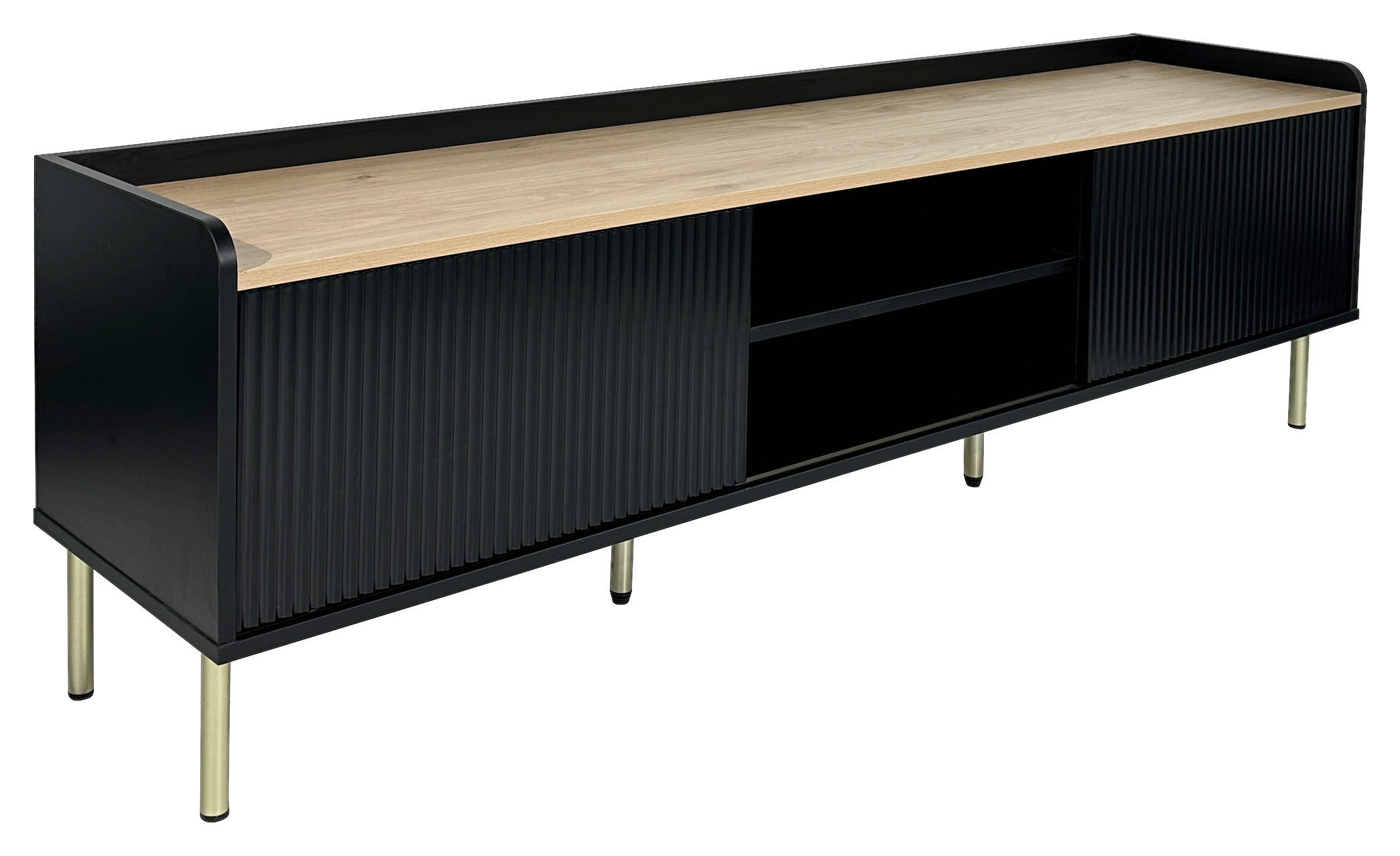 Milino Lowboard Snow Schwarz, Eiche 180x54x40 cm