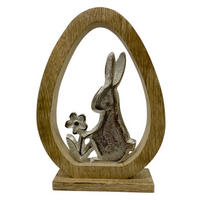 DEKOHASE - Silberfarben/Braun, LIFESTYLE, Holz/Metall (15/21/4cm)