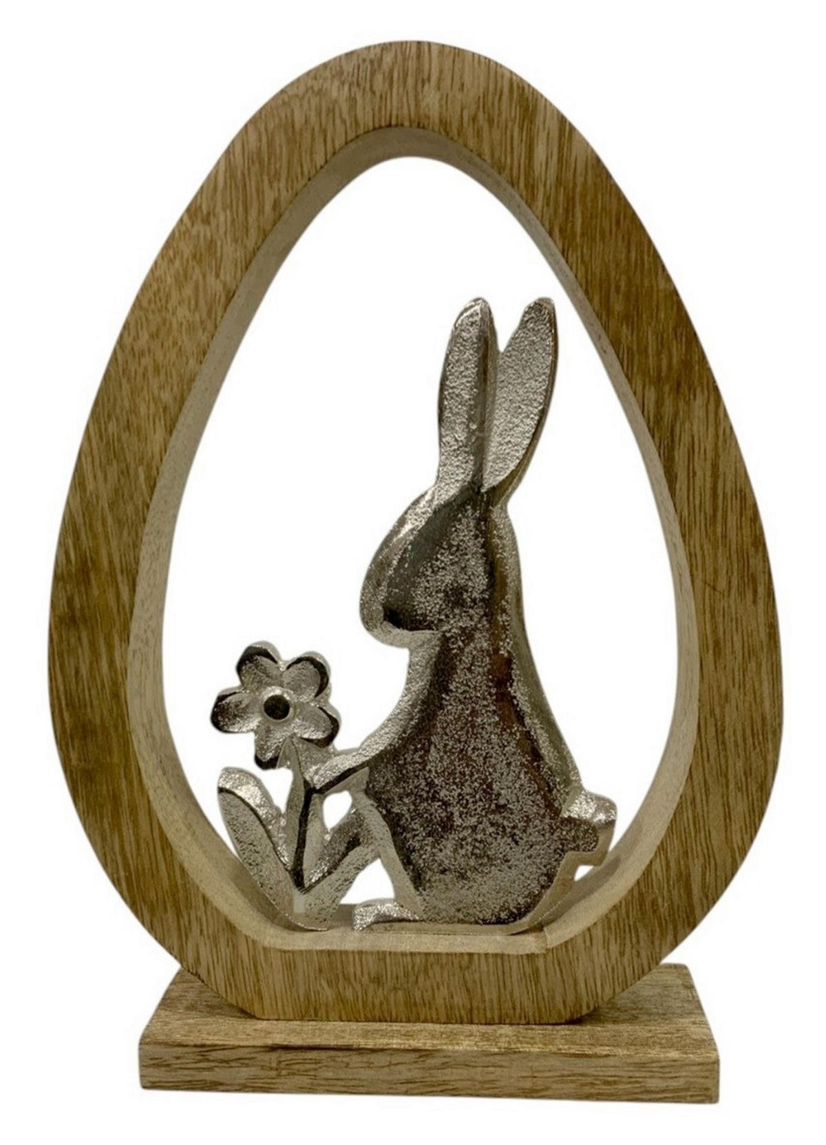 DEKOHASE - Silberfarben/Braun, LIFESTYLE, Holz/Metall (15/21/4cm)
