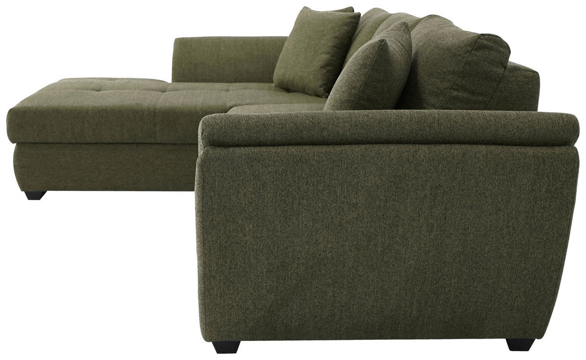 ECKSOFA in Webstoff Grün  - Schwarz/Grün, Design, Kunststoff/Textil (187/278cm) - Livetastic