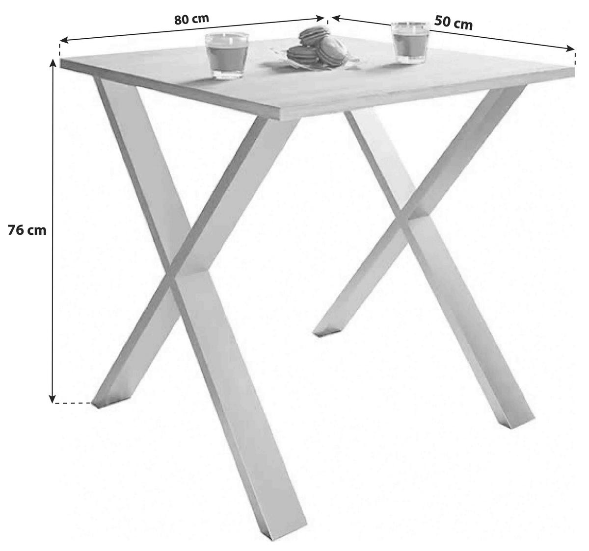 ESSTISCH in Holzwerkstoff 80/50/76 cm   - Silberfarben/Sonoma Eiche, Basics, Holzwerkstoff/Metall (80/50/76cm) - MID.YOU