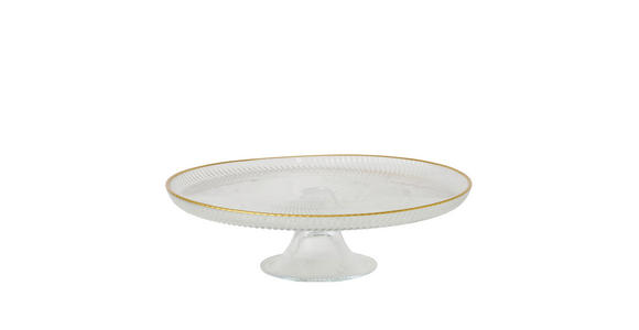 TORTENPLATTE 21.5/6 cm  - Transparent/Goldfarben, Trend, Glas (21.5/6cm) - Ambia Home