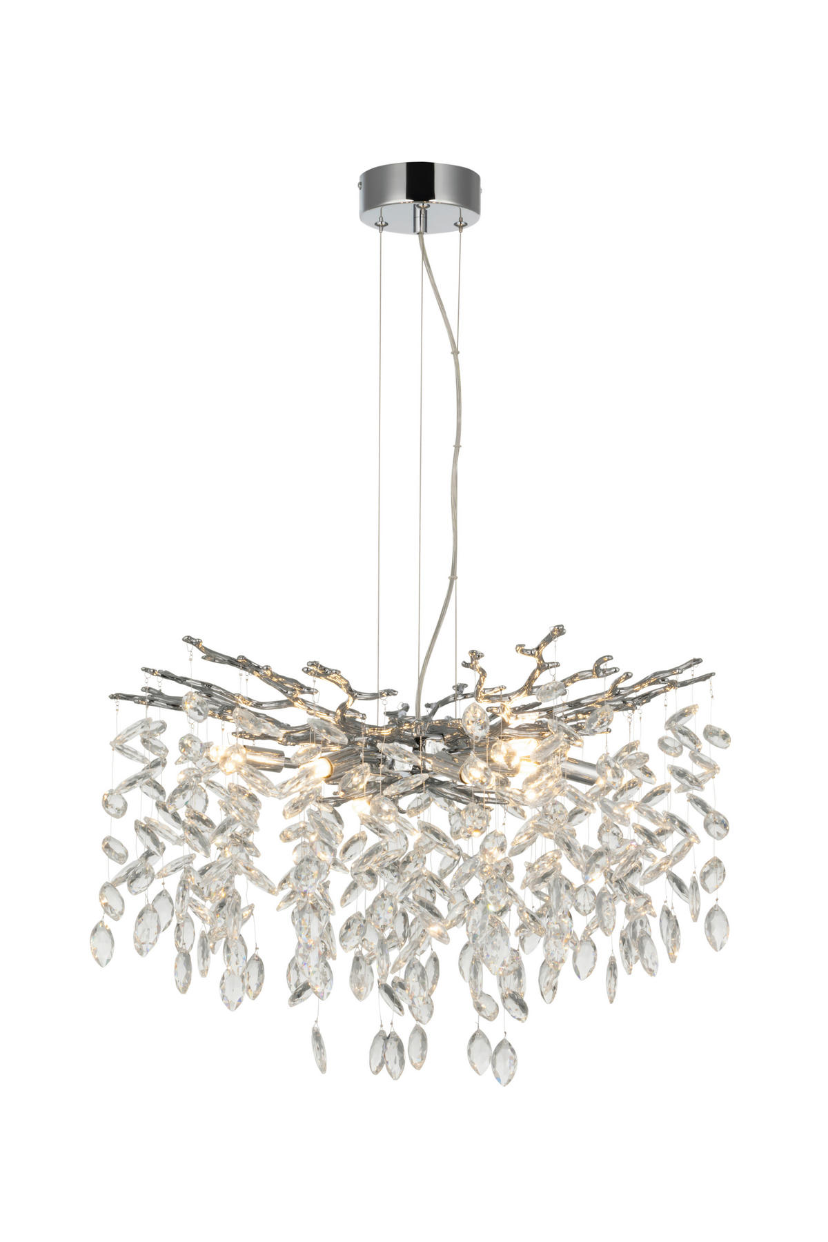 ZÁVĚSNÉ SVÍTIDLO, 60/150 cm  - čiré, Design, kov/sklo (60/150cm) - Glandor