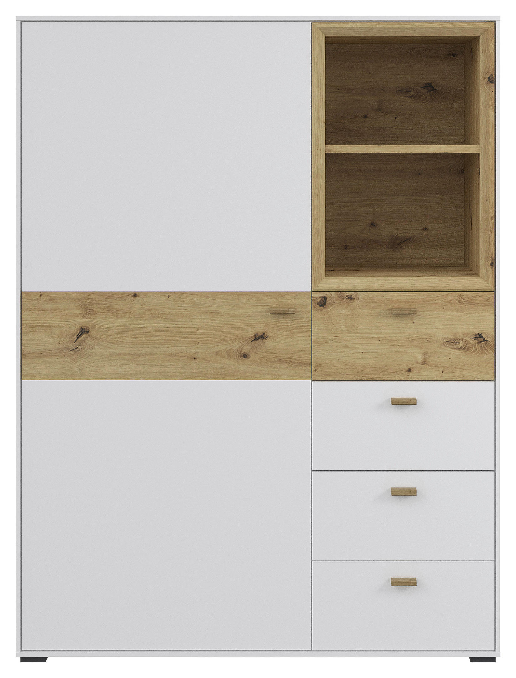 HIGHBOARD  in 105/140,2/38 cm  - Weiss/Eichefarben, Modern, Holz/Holzwerkstoff (105/140,2/38cm) - Hom`in